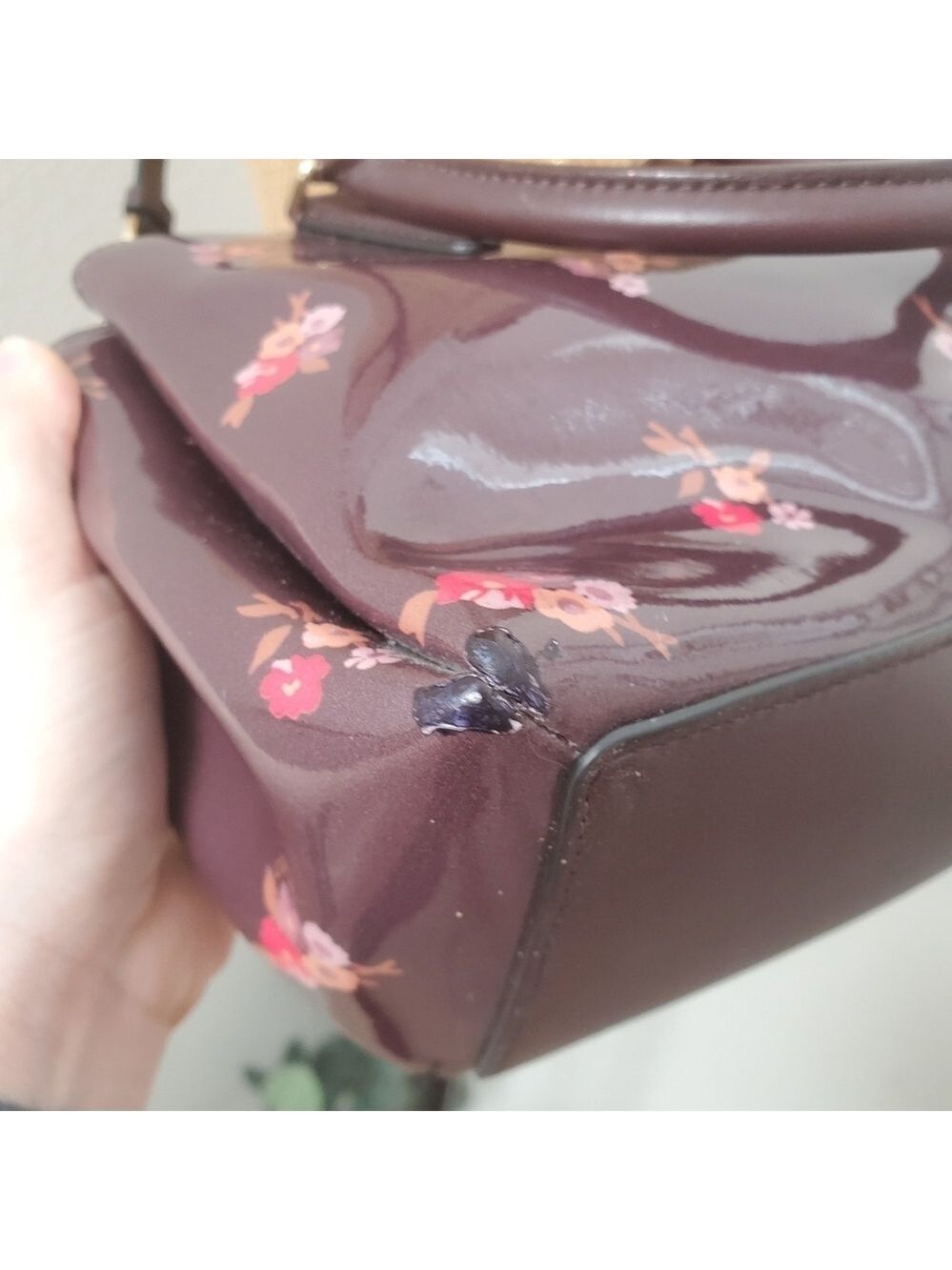 COACH Sage Carryall Oxblood Maroon Bouquet Print Small Handbag Purse - Picture 10 of 15